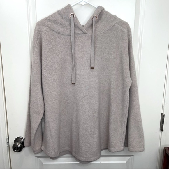 Soft Surroundings Tan Hooded Teddy Pullover Top M - Picture 6 of 13